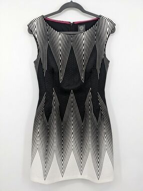 Vince Camuto Geometric Chevron Jacquard Sheath Dress - Size 4